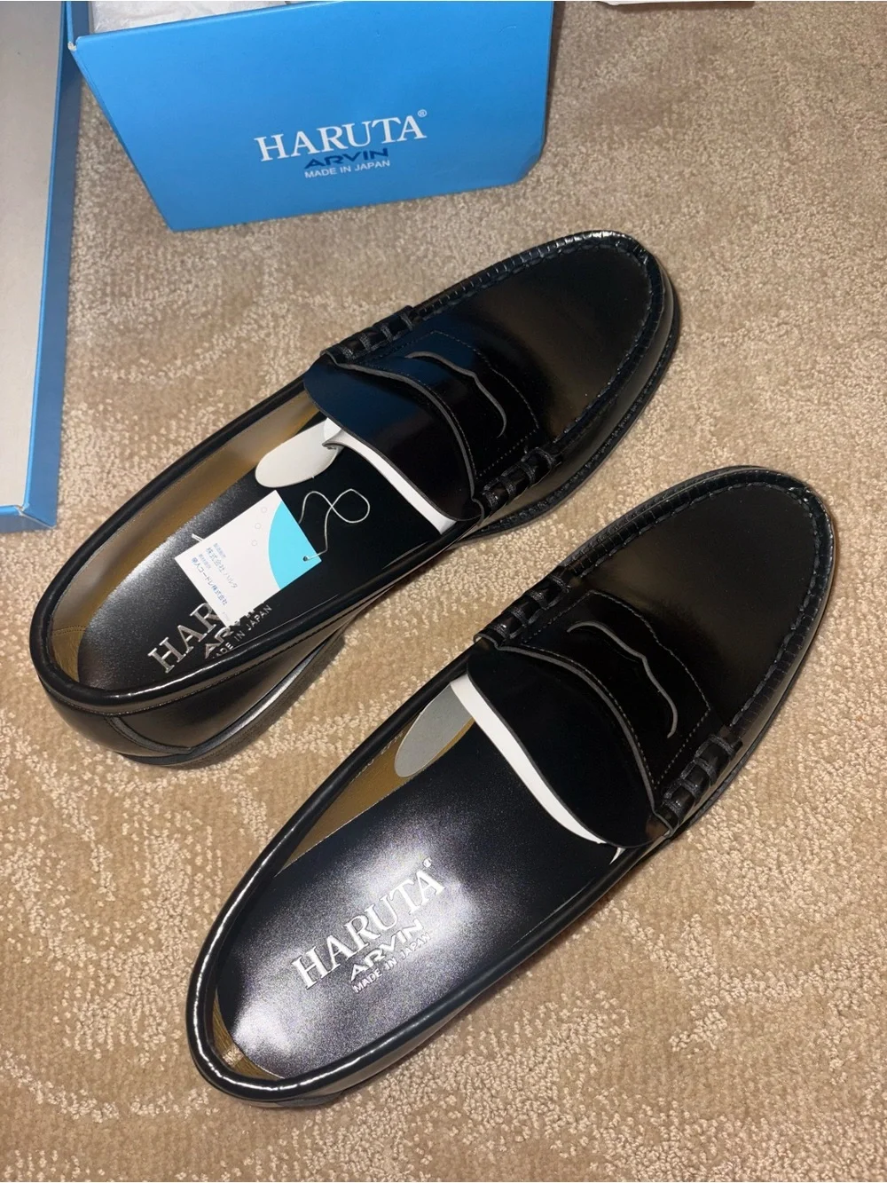 Harruta Men's Black Leather Penny Loafers – Classic Slip-On